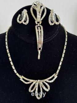 Crown TRIFARI Alfred Philippe Place Vendome Baguette Rhinestone Necklace Set