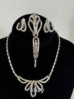 Crown TRIFARI Alfred Philippe Place Vendome Baguette Rhinestone Necklace Set