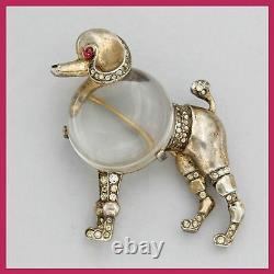 Crown TRIFARI Alfred Philippe Sterling Jelly Belly Poodle Dog Vintage Brooch Pin