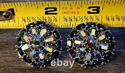 Crown TRIFARI Alfred Philippe circa 1939-1955 Blue Rhinestone Clip Earrings