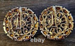 Crown TRIFARI Alfred Philippe circa 1939-1955 Blue Rhinestone Clip Earrings