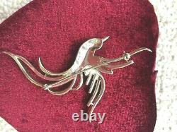 Crown TRIFARI Alfred Philippe signed baguette Rhineston Bird Brooch 3 1950