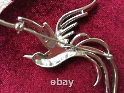 Crown TRIFARI Alfred Philippe signed baguette Rhineston Bird Brooch 3 1950