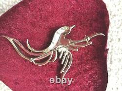 Crown TRIFARI Alfred Philippe signed baguette Rhinestone Bird Brooch 3 1950