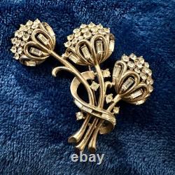 Crown TRIFARI Pat. Pend. Book Piece Alfred Philippe RHINESTONES Floral Brooch