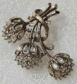 Crown TRIFARI Pat. Pend. Book Piece Alfred Philippe RHINESTONES Floral Brooch