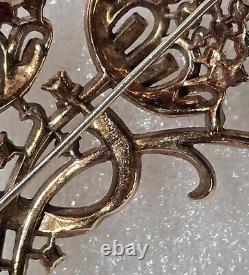Crown TRIFARI Pat. Pend. Book Piece Alfred Philippe RHINESTONES Floral Brooch