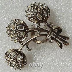 Crown TRIFARI Pat. Pend. Book Piece Alfred Philippe RHINESTONES Floral Brooch