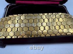 Crown Trifari 1945 Alfred Philippe Gold Tn Metal Honeycomb Thick Large Bracelet