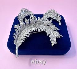 Crown Trifari 1952 Alfred Philippe Royal Plume Pave' Feather Brooch Earring Set