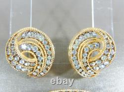 Crown Trifari 1963 Calvacade Rhinestone 18kgp Brooch & Earrings Alfred Philippe