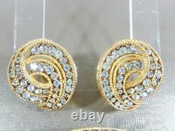 Crown Trifari 1963 Calvacade Rhinestone 18kgp Brooch & Earrings Alfred Philippe