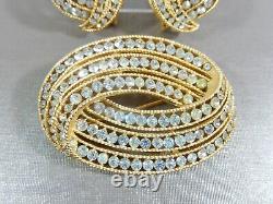 Crown Trifari 1963 Calvacade Rhinestone 18kgp Brooch & Earrings Alfred Philippe