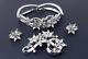 Crown Trifari ALFRED PHILIPPE Rhinestone Silvertone Brooch Bracelet Earrings Set