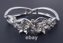 Crown Trifari ALFRED PHILIPPE Rhinestone Silvertone Brooch Bracelet Earrings Set