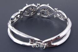 Crown Trifari ALFRED PHILIPPE Rhinestone Silvertone Brooch Bracelet Earrings Set