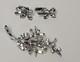 Crown Trifari ALFRED PHILIPPE Rhinestone Silvertone Brooch Earrings Set Leaf VTG