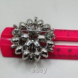 Crown Trifari ALFRED PHILIPPE Silver Rhinestone Clear Blue Crystal Brooch Pin