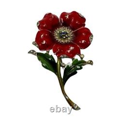 Crown Trifari Alfred Philippe 1940 Patent 120573 Red Enamel Poppy Fur Clip