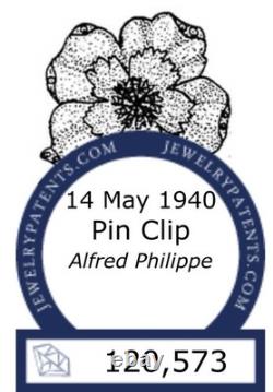 Crown Trifari Alfred Philippe 1940 Patent 120573 Red Enamel Poppy Fur Clip