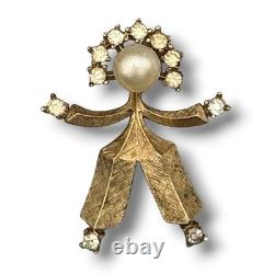 Crown Trifari Alfred Philippe 1940's Hans Katrinka Brooch Person Vermeil