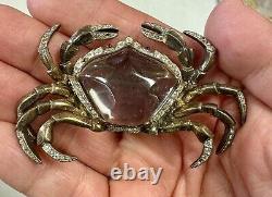 Crown Trifari Alfred Philippe 1940s Vermeil Jelly Belly Crab Brooch Pin Rare HTF