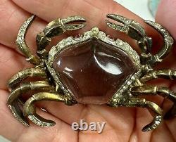Crown Trifari Alfred Philippe 1940s Vermeil Jelly Belly Crab Brooch Pin Rare HTF