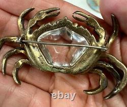 Crown Trifari Alfred Philippe 1940s Vermeil Jelly Belly Crab Brooch Pin Rare HTF