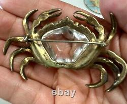 Crown Trifari Alfred Philippe 1940s Vermeil Jelly Belly Crab Brooch Pin Rare HTF