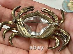 Crown Trifari Alfred Philippe 1940s Vermeil Jelly Belly Crab Brooch Pin Rare HTF