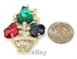 Crown Trifari Alfred Philippe 1941 Fruit Salad Fur Or Dress Clip Pin Rhinestones