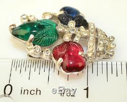 Crown Trifari Alfred Philippe 1941 Fruit Salad Fur Or Dress Clip Pin Rhinestones