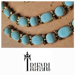 Crown Trifari Alfred Philippe 1956, Brazil (ribbed melon) 3 pc set. Booked