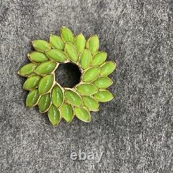 Crown Trifari Alfred Philippe'55-'69 Green Wreath Gripoix Rhinestone Brooch EUC