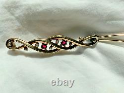 Crown Trifari Alfred Philippe 925 sterling silver gp red white crystal hair pin
