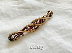 Crown Trifari Alfred Philippe 925 sterling silver gp red white crystal hair pin