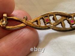 Crown Trifari Alfred Philippe 925 sterling silver gp red white crystal hair pin
