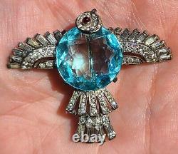 Crown Trifari Alfred Philippe Bird In Flight Pin Aquamarine-stunning