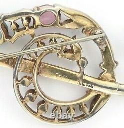 Crown Trifari Alfred Philippe Blue Pink Clear Rhinestone Treble Clef Brooch