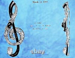 Crown Trifari Alfred Philippe Blue Pink Clear Rhinestone Treble Clef Brooch