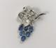 Crown Trifari Alfred Philippe Blue Sapphire Rhinestone Grapes Brooch Pin. #394