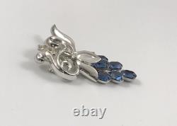 Crown Trifari Alfred Philippe Blue Sapphire Rhinestone Grapes Brooch Pin. #394