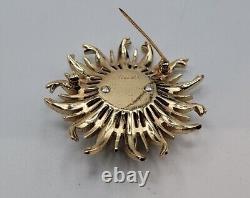 Crown Trifari Alfred Philippe Brooch Invisible Set Blue Sunburst RARE BROOCH