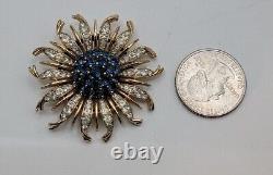 Crown Trifari Alfred Philippe Brooch Invisible Set Blue Sunburst RARE BROOCH