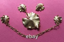 Crown Trifari Alfred Philippe Bug Pin+Clip+Sweater guard Brushed Gold set FREE H