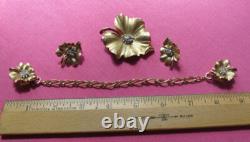 Crown Trifari Alfred Philippe Bug Pin+Clip+Sweater guard Brushed Gold set FREE H