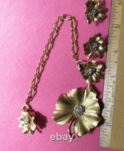 Crown Trifari Alfred Philippe Bug Pin+Clip+Sweater guard Brushed Gold set FREE H