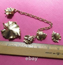 Crown Trifari Alfred Philippe Bug Pin+Clip+Sweater guard Brushed Gold set FREE H