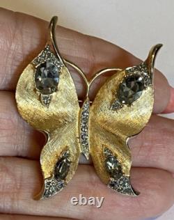 Crown Trifari Alfred Philippe Butterfly Rhinestone Brooch Pin Gold Tone Vintage Crown Trifari Alfred Philippe Butterfly Rhinestone Brooch Pin Gold Tone Vintage