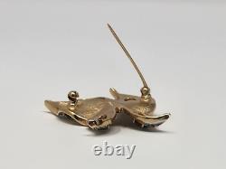 Crown Trifari Alfred Philippe Butterfly Rhinestone Brooch Pin Gold Tone Vintage